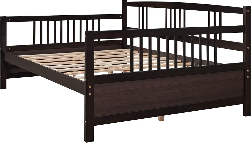 Harper & Bright Designs Corner Bed Frame Full Size with Rails, Modern Woo...