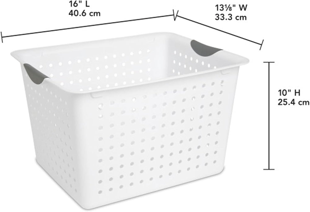 Sterilite 12 Pack Large Deep Ultra Plastic Storage Basket Laundry Tote