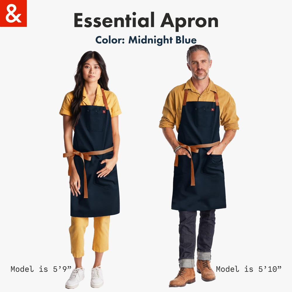hedley & bennett Essential Apron – Adjustable Bib Chef Apron with 3 Pocke...