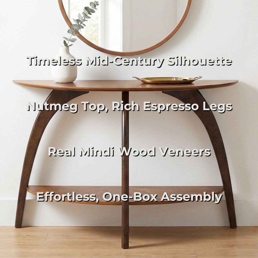 Martin Svensson Home LAX Mid Century Wood Sofa Table, Nutmeg & Espresso