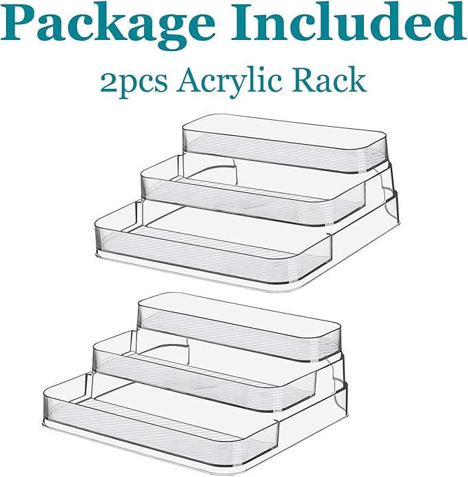 2pcs Acrylic Rack, No Assembly Clear 3 Tier Condiment Bottle Shelf Vanity - Image 6