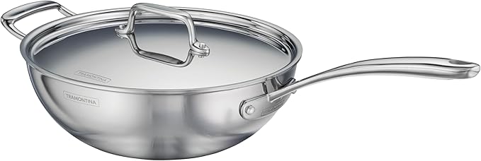 Tramontina Utsava Tri-Ply Clad Stainless Steel 3.75-Quart Wok