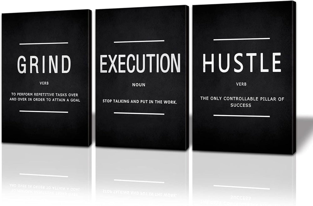 BWSPACE Motivational Wall Decor Grind Hustle Execution Wall Art Office Wall D...