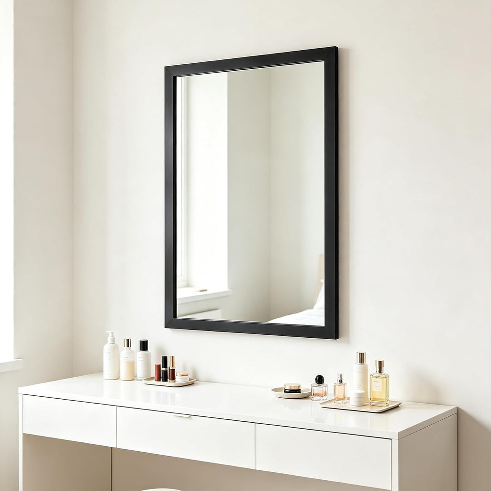 Rectangular Wall Mirror 28x20 Inch Bathroom Mirror for Over Sink, Black