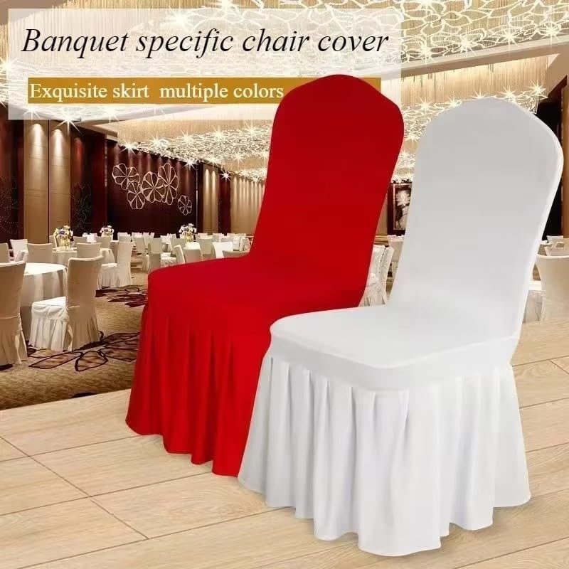 10pcs Pleated Skirt Spandex White Chair Cover Hotel Banquet Party Events Wedding Decoration Seat Protector Slip Covers