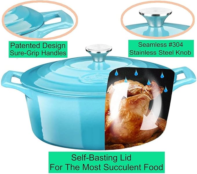 La Cuisine Enameled Cast Iron Oval Dutch Oven Casserole Pot - Image 3