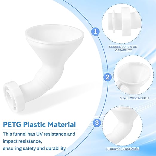 RV Water Inlet Funnel, 3.54-in Wide Mouth Gravity Fresh Water Tank Fill Funnel - Image 5