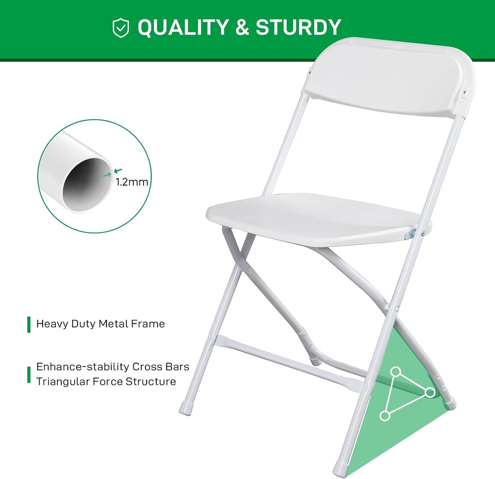 100pcs Folding Chair, Plastic Chairs with 330-Pound Capacity, Easy to Fold an...