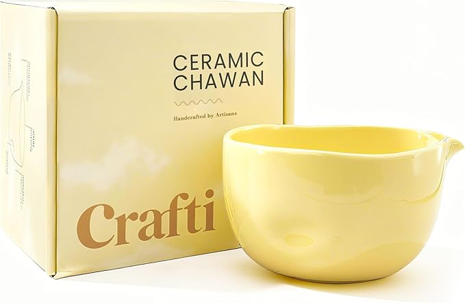 Crafti Ceramic Yellow Matcha Bowl | Golden Hour Butter Yellow | Crafted - Image 5