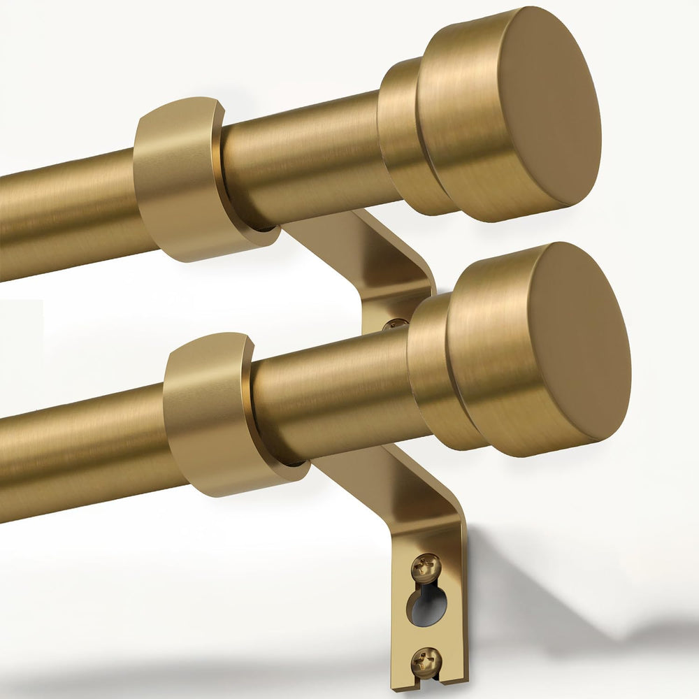 2 Pack Warm Gold Curtain Rods for Windows 28 to 48 Adjustable Length Heavy Du...