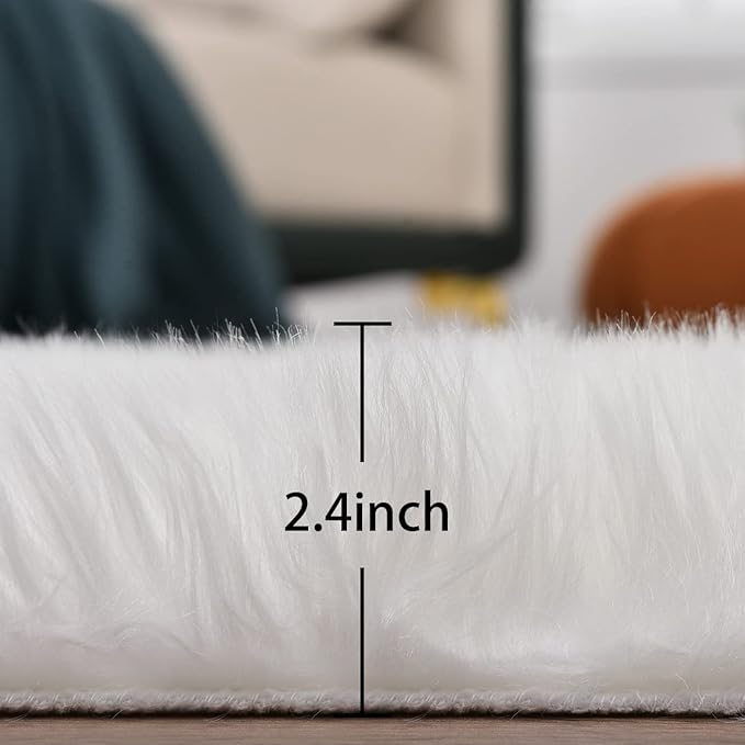 ORINOVA White Faux Sheepskin Fuzzy Fur Rugs - Image 2