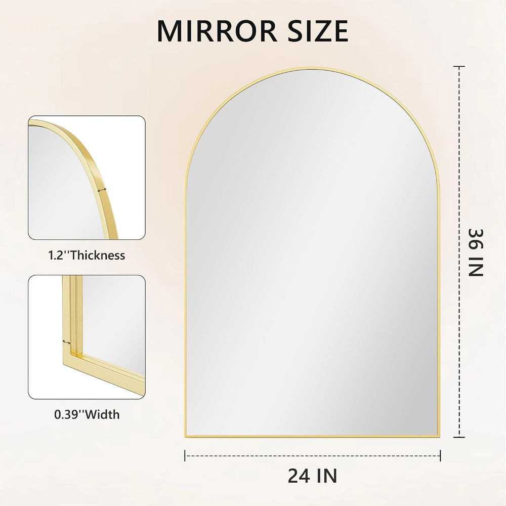 Arched Bathroom Mirror for Wall, 36" x 24" Metal Frame Vanity Mirro...