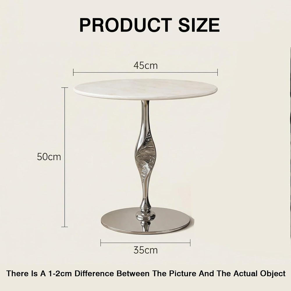 Marble Side Table/Small Round Table – Suitable for Living Room or Bedroom (as...