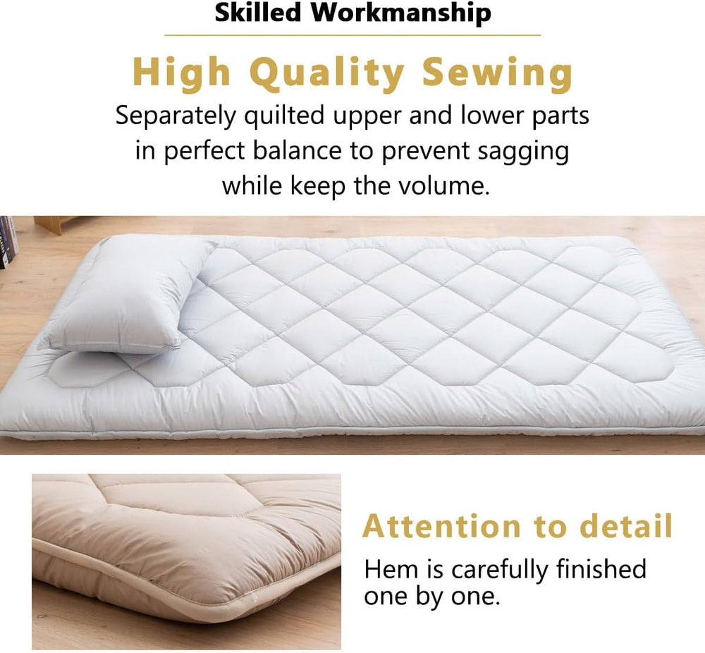 EMOOR Japanese Floor Futon Mattress Anti-Sag Small-Twin Made in Japan 100% Co...