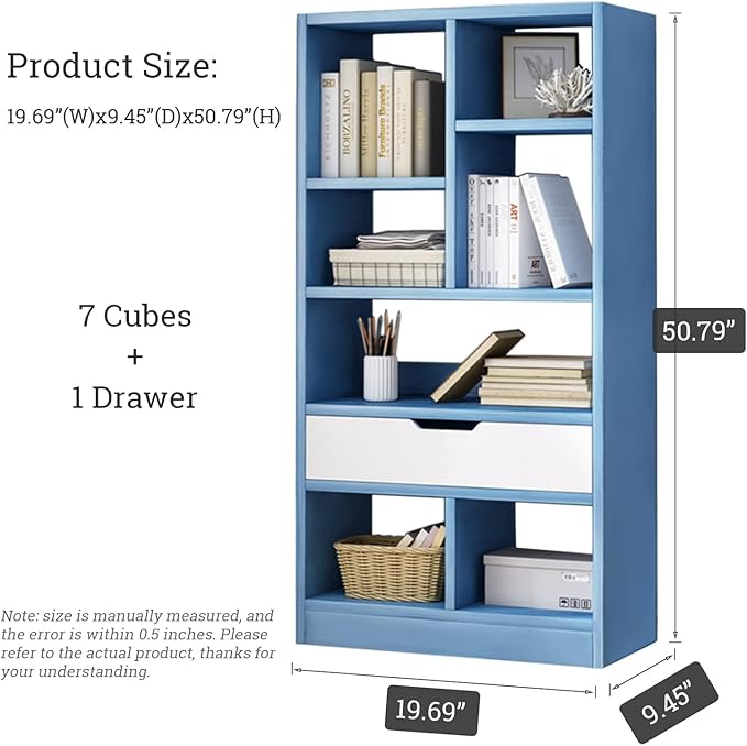 IOTXY Wooden Open Shelf Bookcase - 51" Height Freestanding Display Stora...