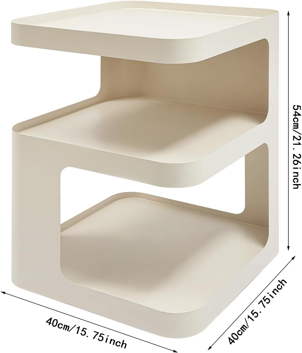 Modern Metal Side Table with Storage - No Assembly Small End Table & Nigh...