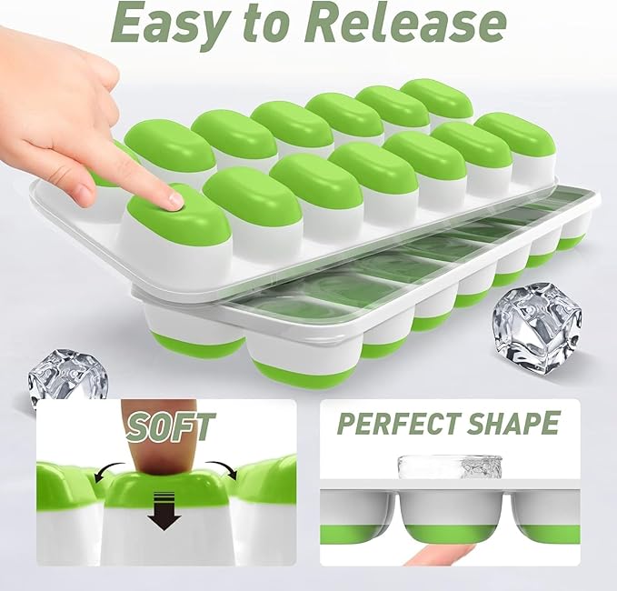 ChefAide Ice Cube Tray with Lid and Bin, 4 Packs 56 Cubes Silicone Plastic Ice - Image 4