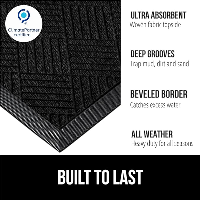 GORILLA GRIP 100% Waterproof All-Season WeatherMAX Doormat US Designed Natural - Image 2