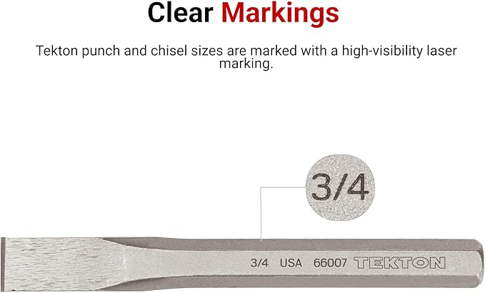 TEKTON Cold Chisel Set, 3-Piece | PNC91003 | Made in USA - Image 5
