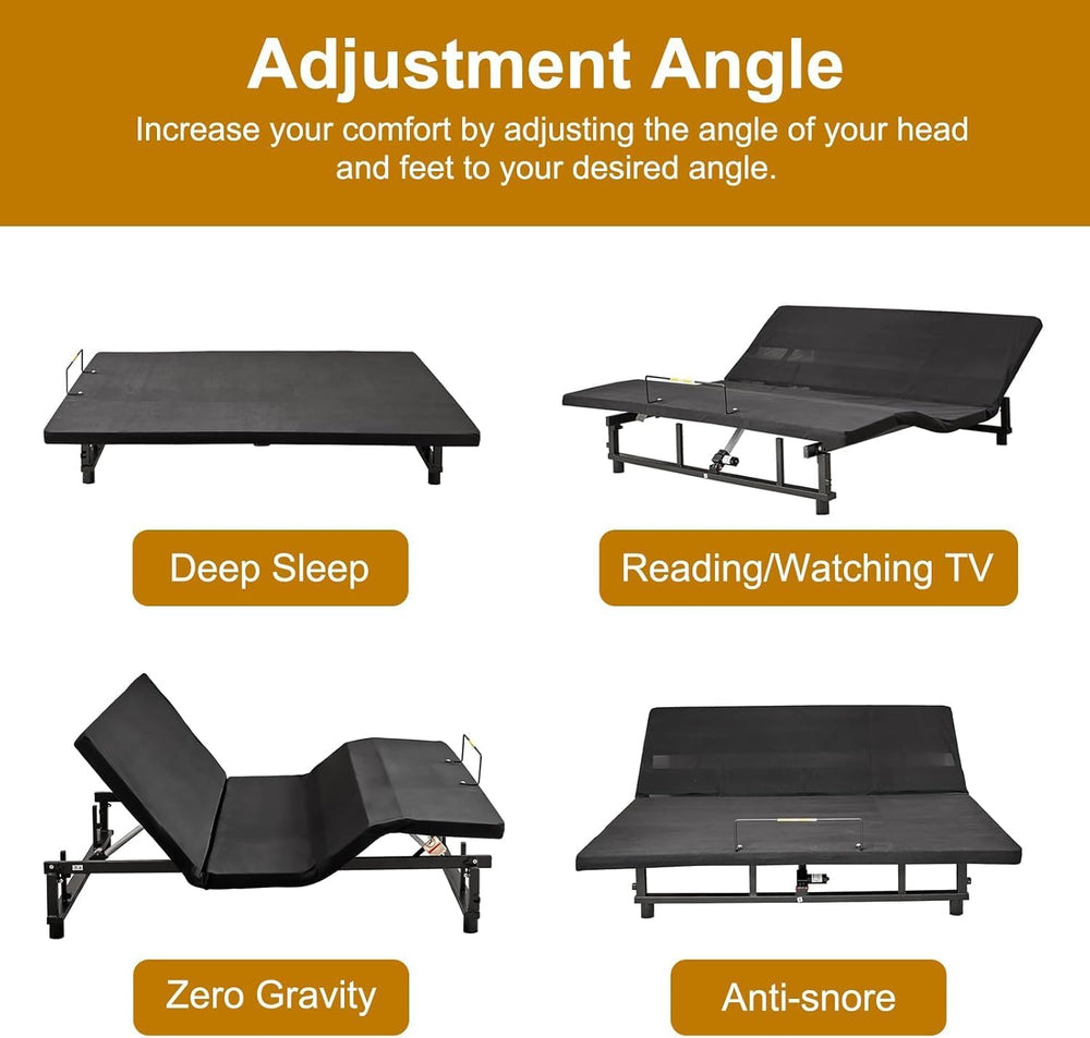 KEIKI King Adjustable Bed Frame with Remote, Head & Foot Incline, Zero Gr...