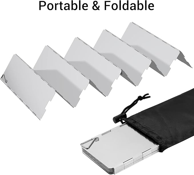 Camp Stove Windscreen, Ohuhu Camping Stove Windscreen 8/10/12 Plates Aluminum - Image 4