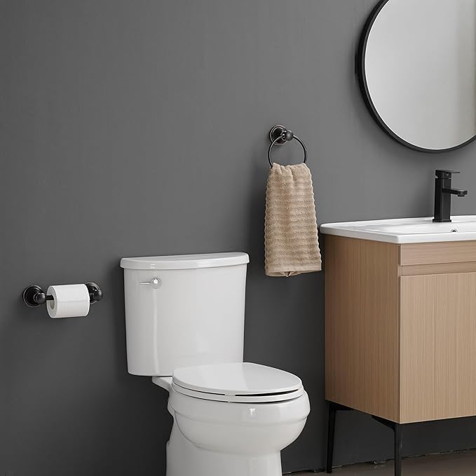 RUMOSE Toilet Paper Holder and Hand Towel Ring Oil Rubbed Bronze Wall Mount