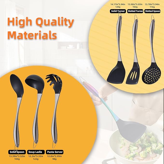 Kitchen Utensils Set, Large Non-stick Silicone Cooking Utensils Set 6 Pcs - Image 6