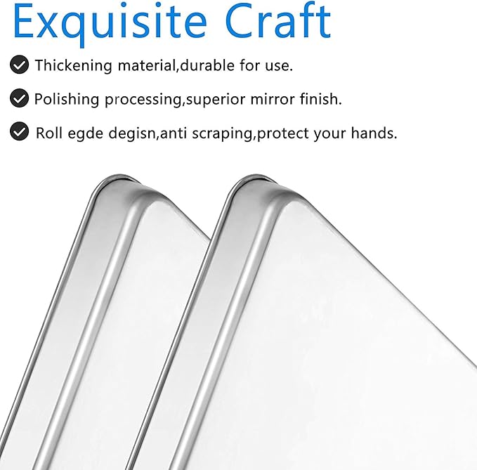 Baking Sheets Set of 2, Bastwe 16 inch Cookie Sheets & Stainless Steel Baking - Image 5