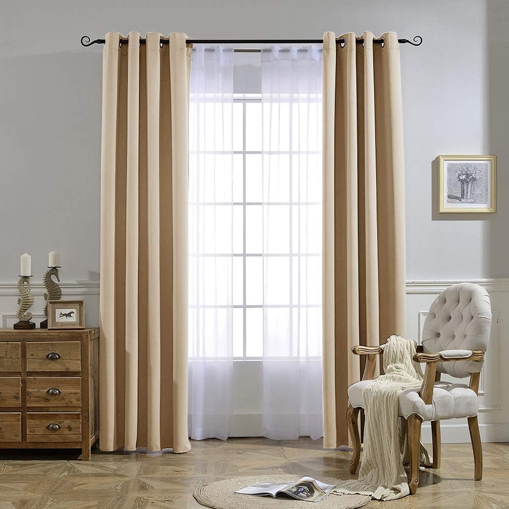 NICETOWN Biscotti Beige Blackout Curtains 84 Inches Long, W52xL84, 2 Panels