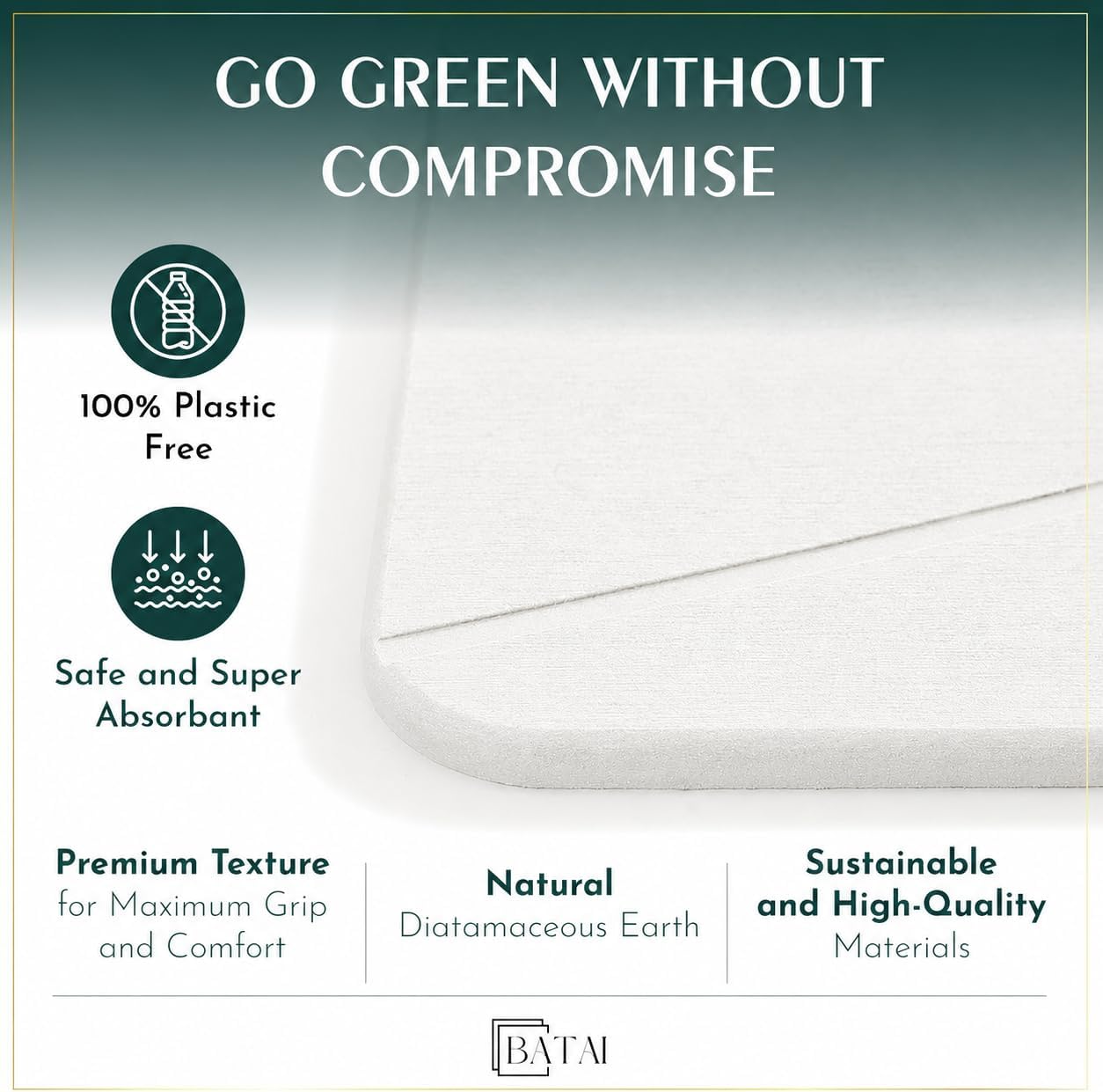 Extra Large Diatomaceous Earth Stone Bath Mat (31.5” x 19.7”) White XL | Fast Absorbent Shower Stone Bath Mat For Bathroom - Quick Dry, Easy Clean and Non-Slip Mat - Instant Drying Diatomite Bathmat
