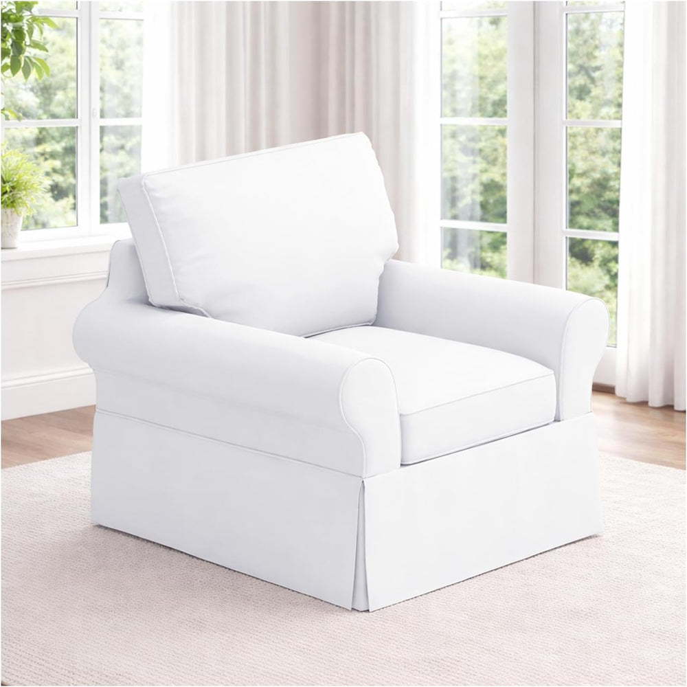 Cotton Sofa Cover Compatible With Pottery Barn PB Basic Chair Width: 39.5"
