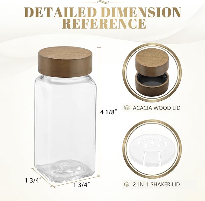 ZEHIQ 12Pcs 4oz Square Glass Spice Jars - Image 3