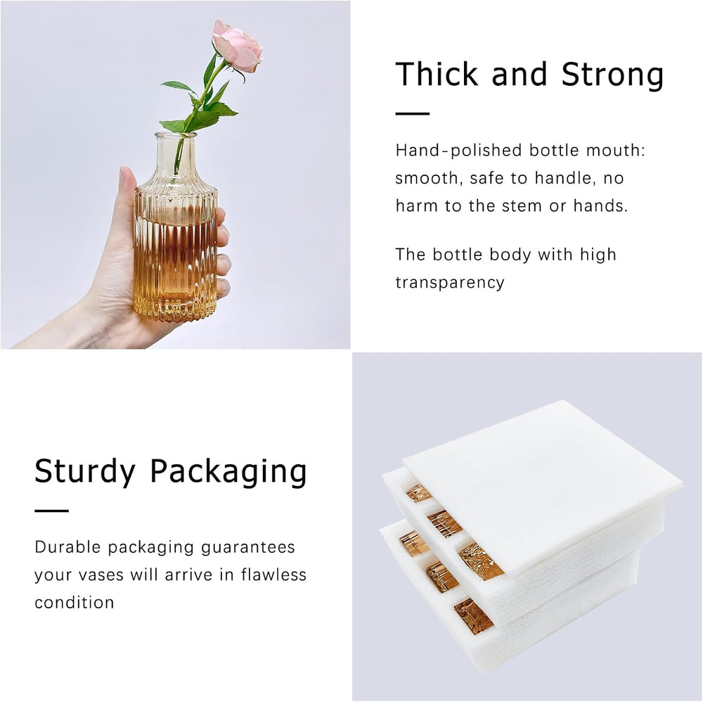 SUPMIND Glass Bud Vases Set of 12, Small Gold Amber Flower Vases in Bulk