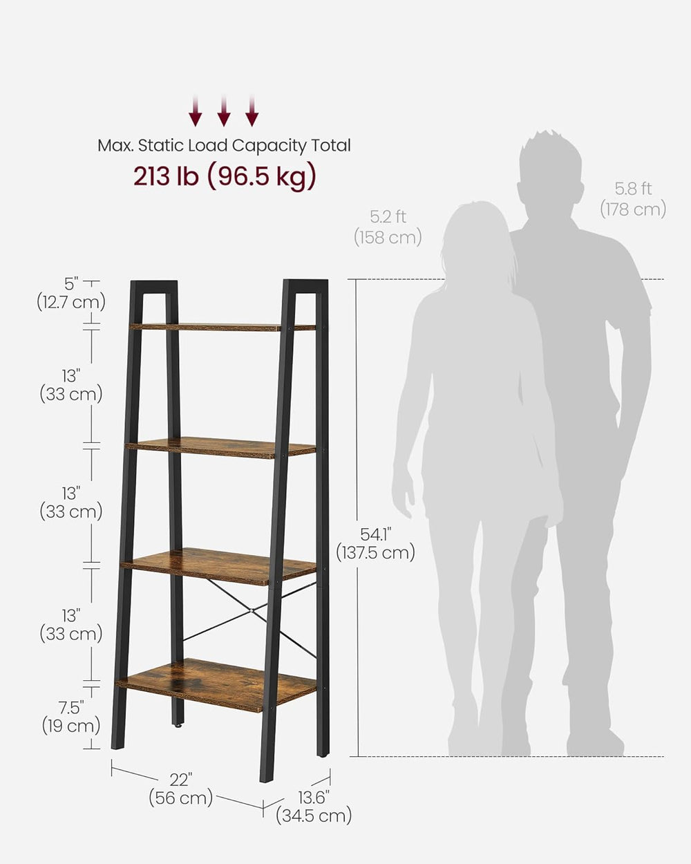 VASAGLE BARNET Collection - Ladder Shelf, Bookshelf, Storage Rack, Modern Boo...