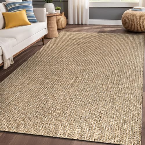 Luul Home Easy Jute Rugs 5x7 Natural Color Living Room Indoor Outdoor Area Ru...
