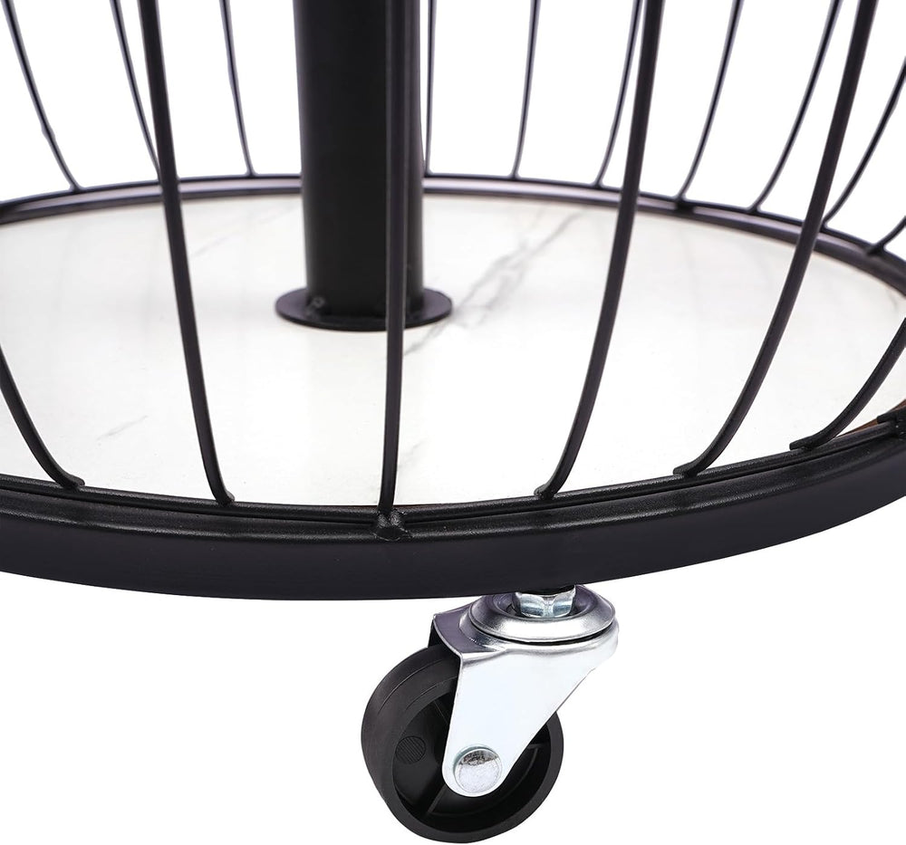 Floor Standing Coat Rack with Storage Basket and Wheels,Carbon Steel Hall Tre...