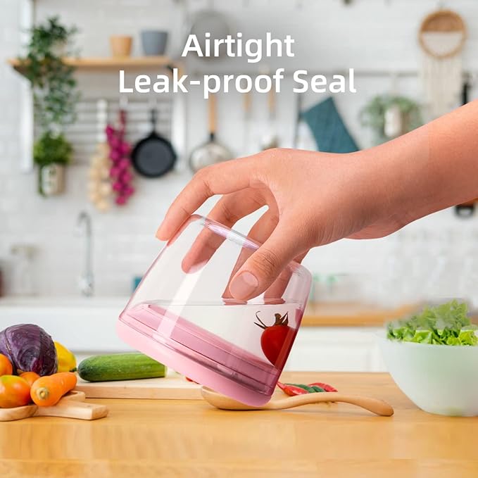 Ankou 400ml Meal Prep Container Set of 4 Pink Tritan Plastic Food Storage - Image 3