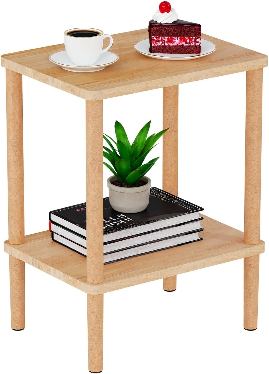 Solid Wood Side Table, Small End Table, Narrow Nightstand Bedside Table