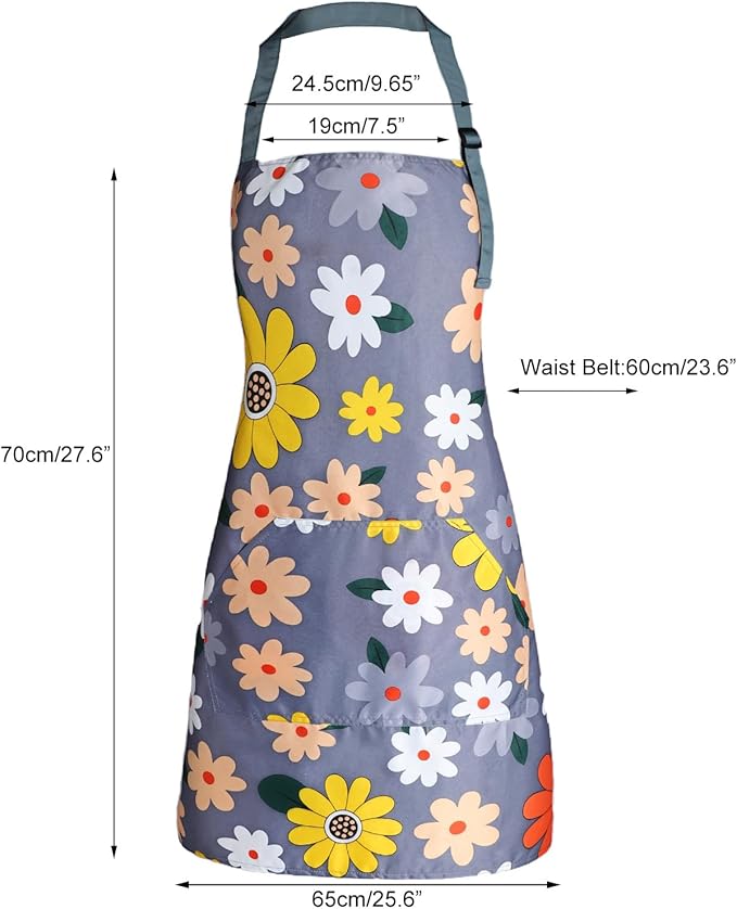 Apron for Women with Pockets, Adjustable Waterproof Floral Chef Aprons for - Image 3