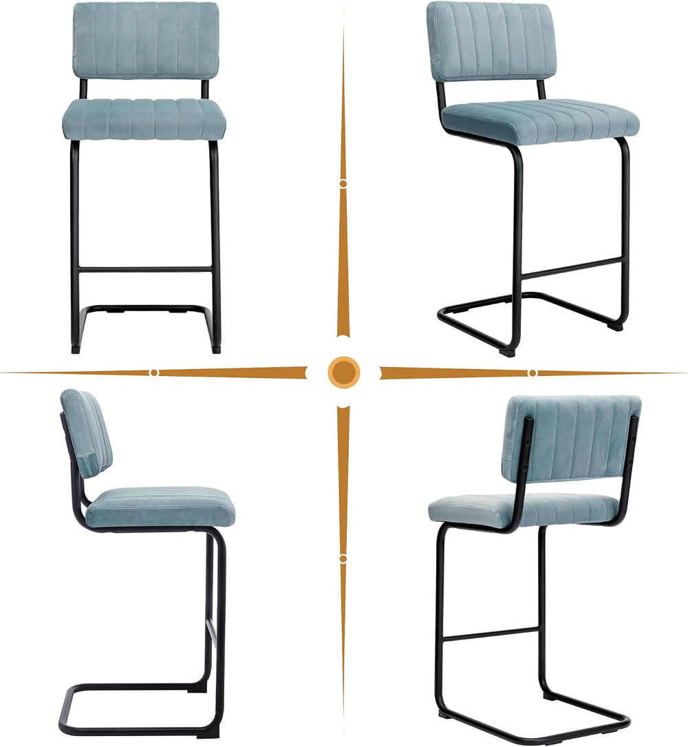 Flouki 24 Inch Bar Stools Set of 4, Cantilever Counter Height Barstools, Upho...