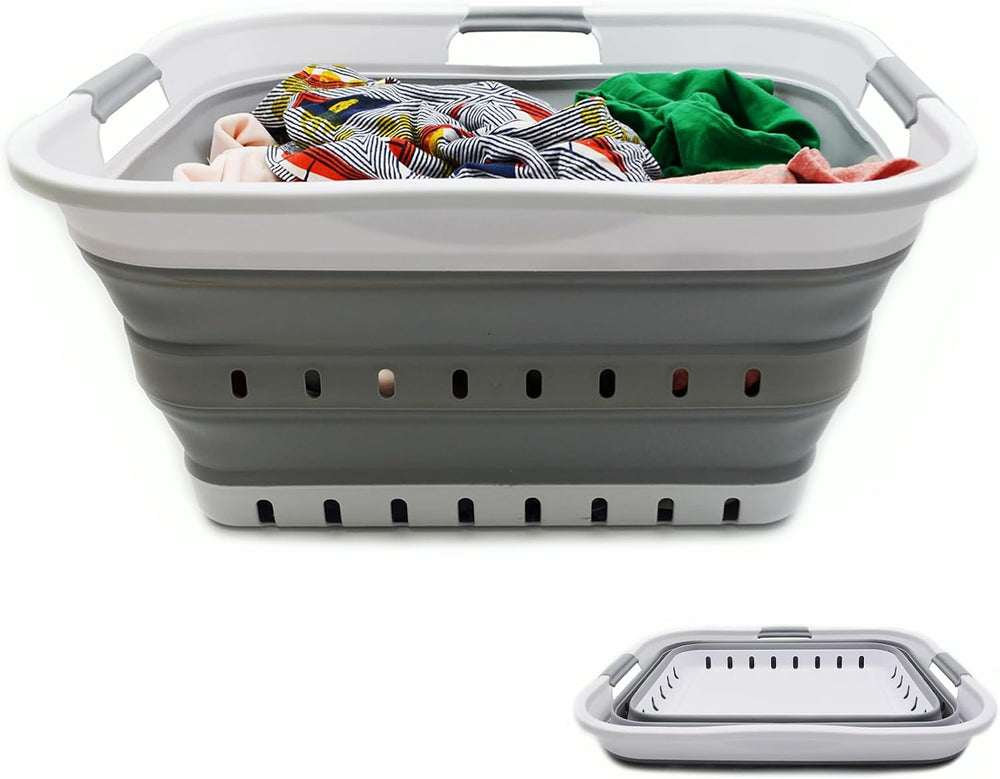 SAMMART 42L (11 gallon) Collapsible Plastic Laundry Basket - Foldable Pop Up ...