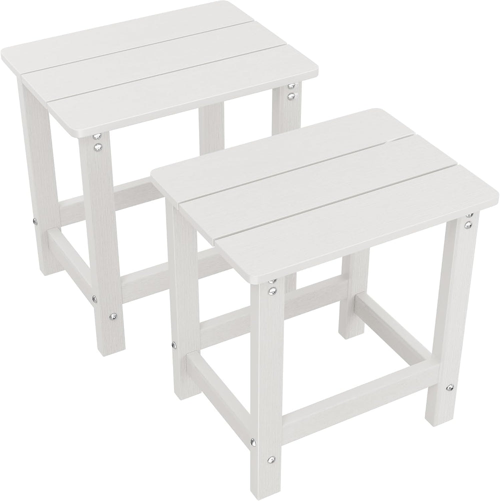 MXIMU Outdoor Side Table Set of 2, Adirondack Table, All Weather, White