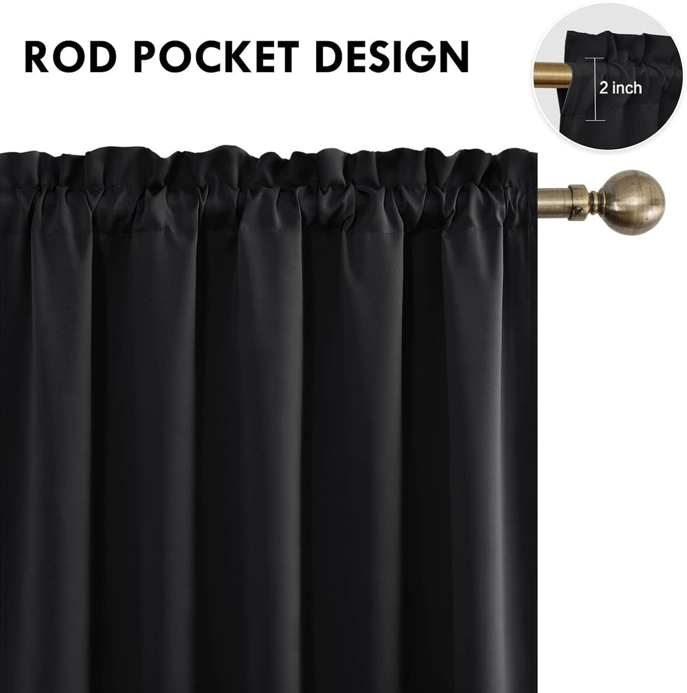 DWCN Wide Blackout Curtains for Bedroom Living Room 70 x 72 Inch Long Black