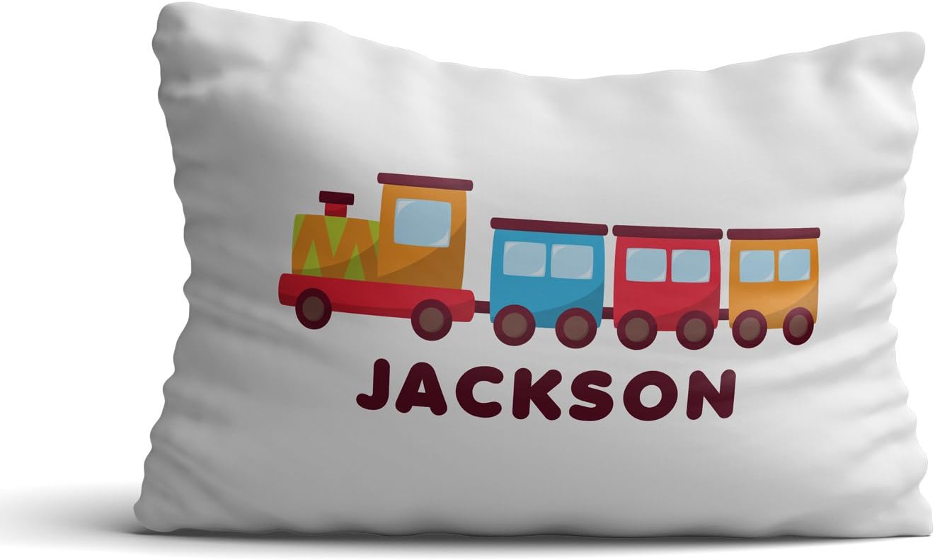 Desert Cactus Personalized Kids' Pillowcase, Custom Name Train Car Design, Soft Cotton Bedroom Decor for Boys & Girls, 20" x 29" Standard Case