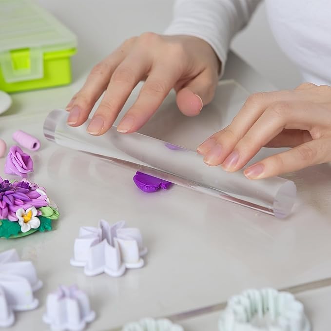 HARFINGTON Acrylic Clay Roller 9 Inch x 1 Inch Solid Non-Stick Plastic Round - Image 6