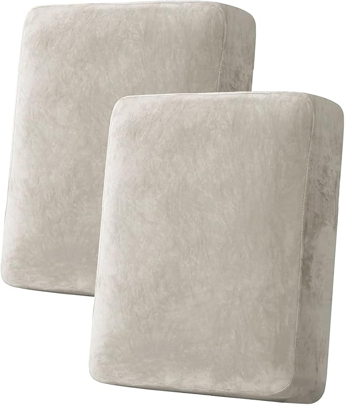 H.VERSAILTEX Velvet Stretch Couch Cushion Cover Plush Cushion Slipcover by HVERSAILTEX