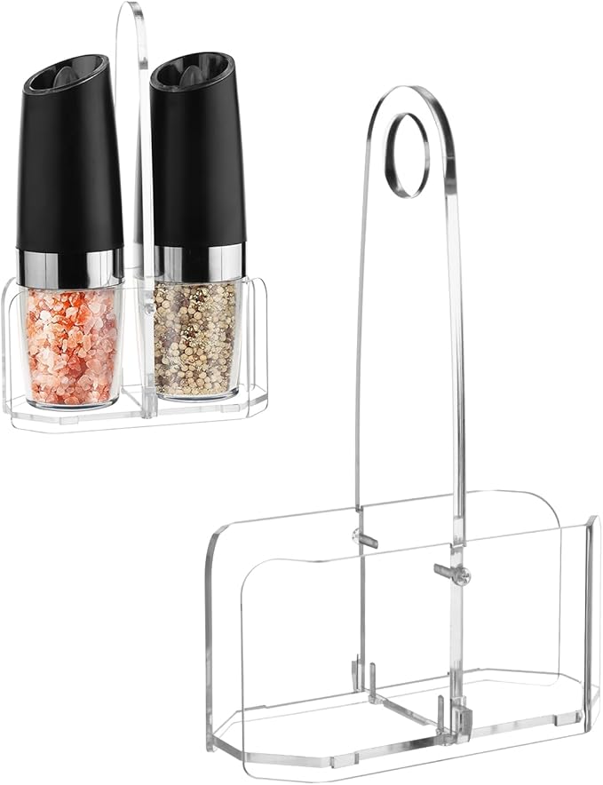 Beautyflier Salt and Pepper Grinder Set Stand, Premium Acrylic Holder by Beautyflier