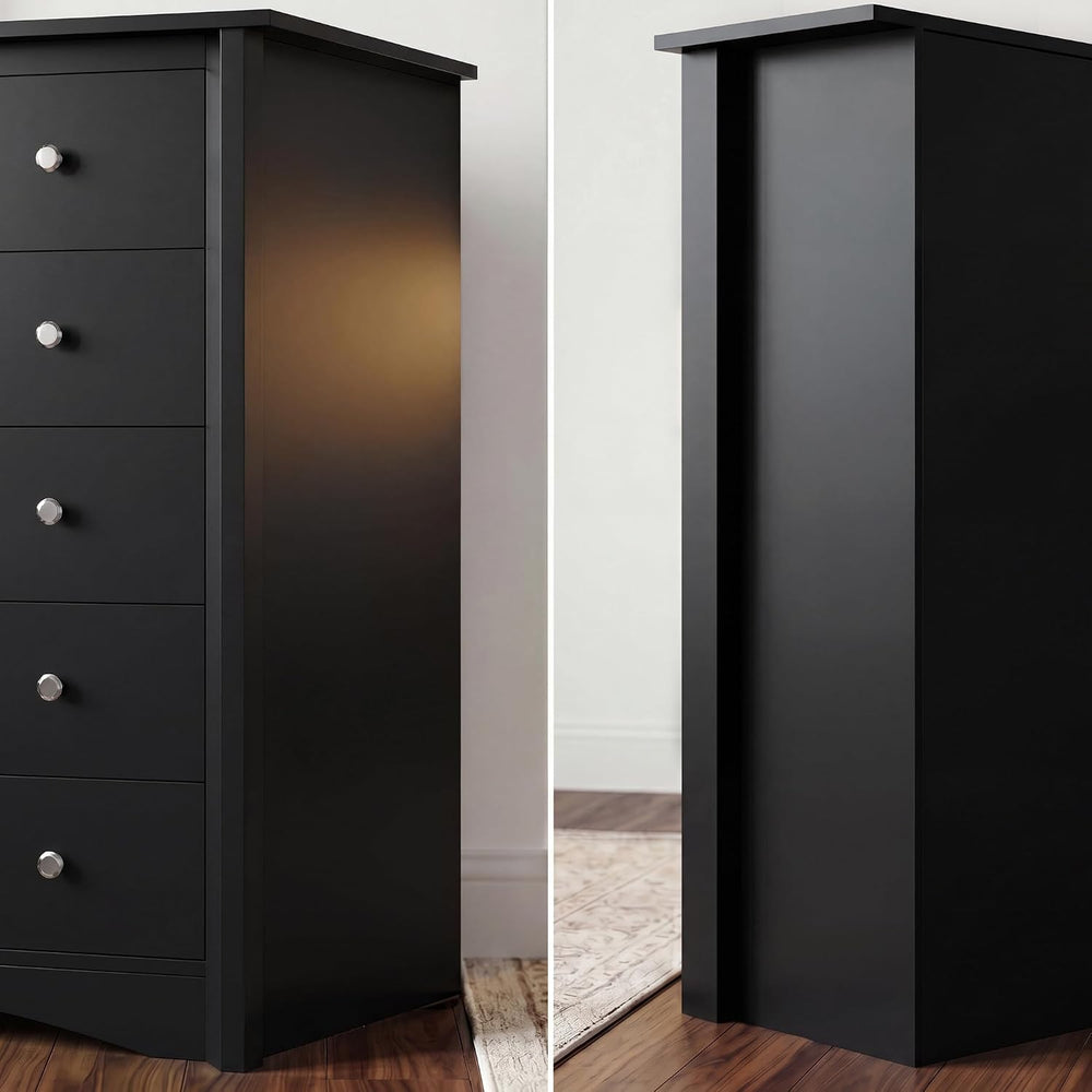 Furmax Tall Dresser, 5 Drawer Dresser for Bedroom, Black