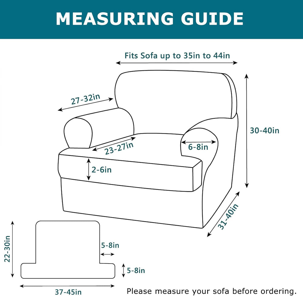 KRFOONN Stretch 2 Pieces T Cushion Chair Slipcovers with Arms Sofa Cover,A1
