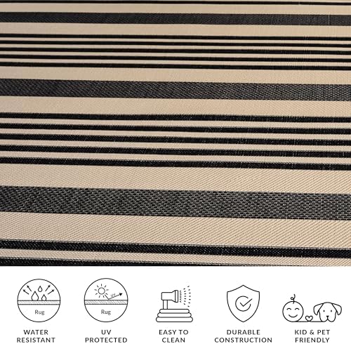 SAFAVIEH Courtyard Outdoor Area Rug 8x10, Large Black & Bone CY6062-216